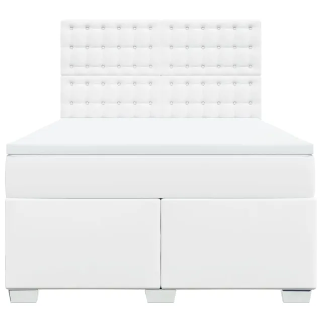 Sommier à lattes de lit avec matelas Blanc 160x200cm Similicuir