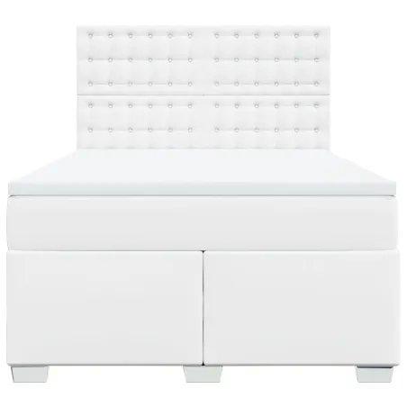Sommier à lattes de lit avec matelas Blanc 160x200cm Similicuir