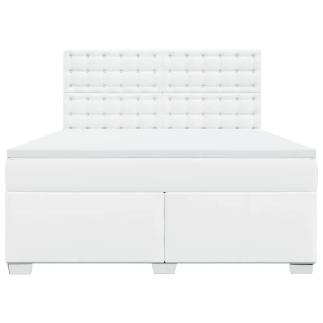 Sommier à lattes de lit avec matelas Blanc 180x200cm Similicuir