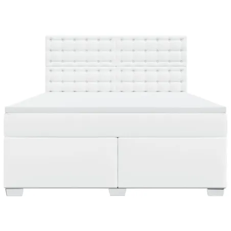 Sommier à lattes de lit avec matelas Blanc 180x200cm Similicuir