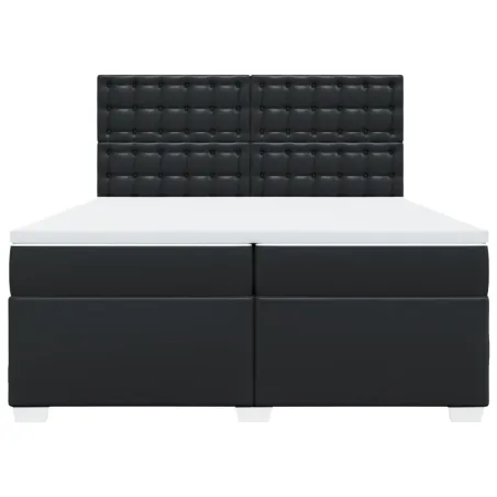 Sommier à lattes de lit avec matelas Noir 200x200 cm Similicuir