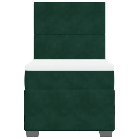 Sommier à lattes de lit et matelas Vert foncé 80x200 cm Velours