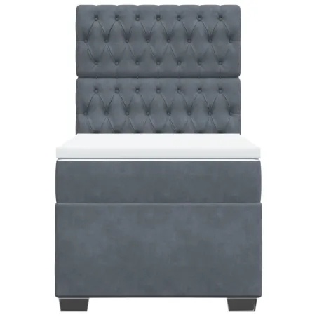 Sommier à lattes de lit et matelas Gris foncé 80x200 cm Velours