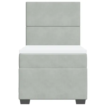 Sommier à lattes de lit et matelas Gris clair 90x190 cm Velours