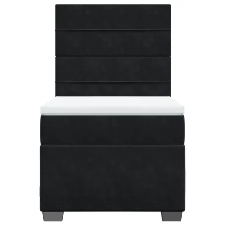 Sommier à lattes de lit avec matelas Noir 90x190 cm Velours