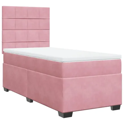 Sommier à lattes de lit avec matelas Rose 90x190 cm Velours 2