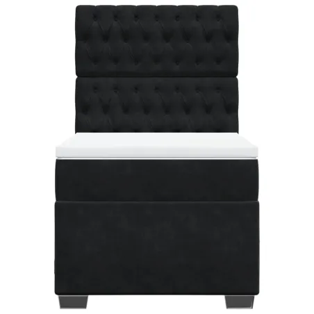 Sommier à lattes de lit avec matelas Noir 90x190 cm Velours