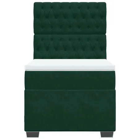 Sommier à lattes de lit avec matelas Vert foncé 90x190 cm