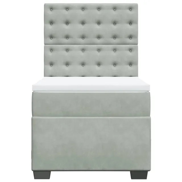 Sommier à lattes de lit et matelas Gris clair 90x190 cm Velours