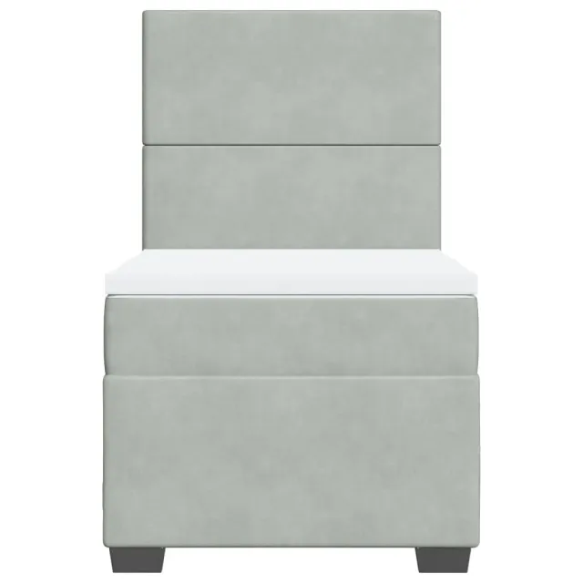 Sommier à lattes de lit et matelas Gris clair 90x200 cm Velours