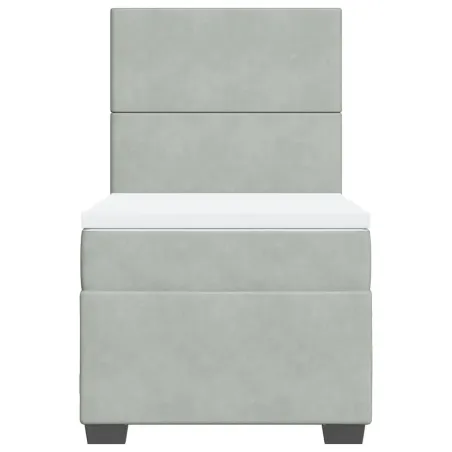 Sommier à lattes de lit et matelas Gris clair 90x200 cm Velours