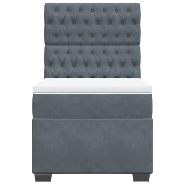 Sommier à lattes de lit et matelas Gris foncé 90x200 cm Velours