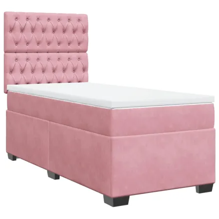 Sommier à lattes de lit avec matelas Rose 90x200 cm Velours 2