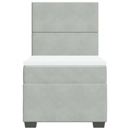 Sommier à lattes de lit et matelas Gris clair 100x200cm Velours