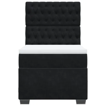 Sommier à lattes de lit avec matelas Noir 100x200 cm Velours