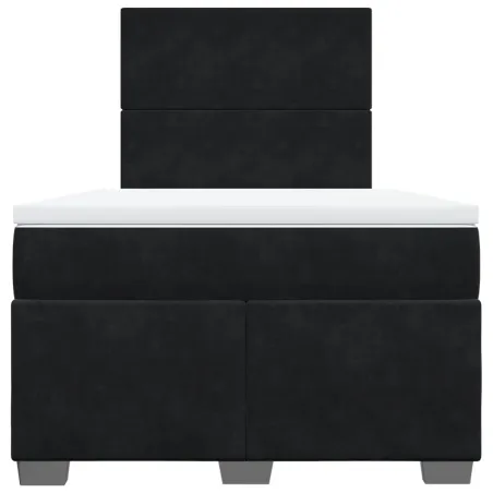 Sommier à lattes de lit avec matelas noir 120x190 cm velours