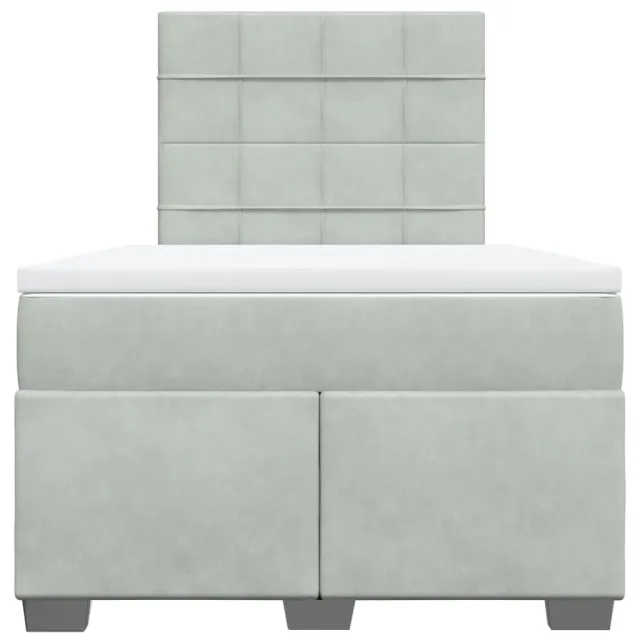 Sommier à lattes de lit et matelas gris clair 120x190cm velours