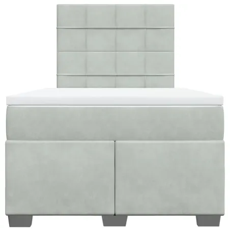 Sommier à lattes de lit et matelas gris clair 120x190cm velours