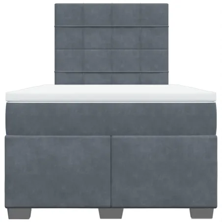 Sommier à lattes de lit et matelas gris foncé 120x190cm velours