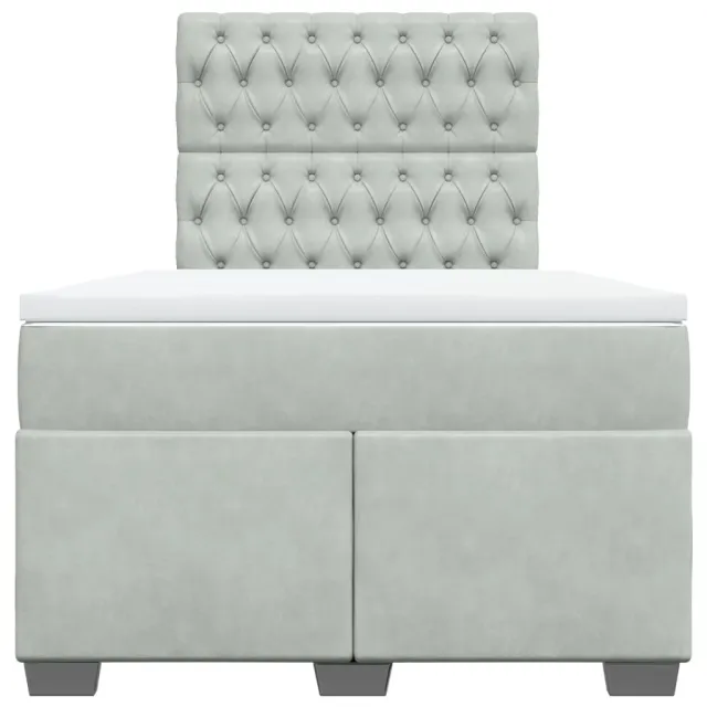 Sommier à lattes de lit et matelas gris clair 120x190cm velours