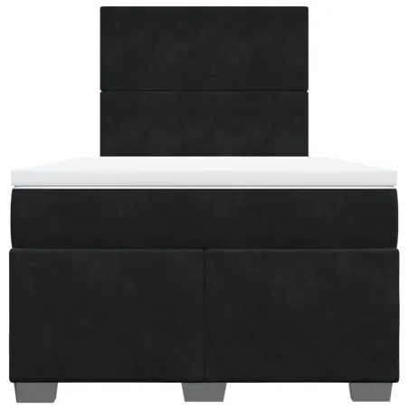 Sommier à lattes de lit avec matelas Noir 120x200 cm Velours