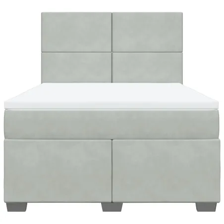 Sommier à lattes de lit et matelas Gris clair 140x190cm Velours