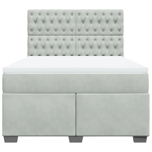 Sommier à lattes de lit et matelas Gris clair 140x190cm Velours