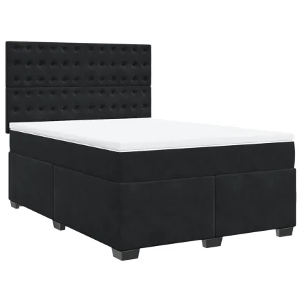 Sommier à lattes de lit avec matelas Noir 140x190 cm Velours 2