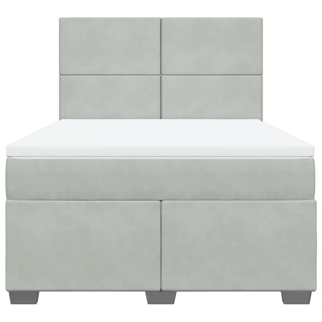 Sommier à lattes de lit et matelas Gris clair 160x200cm Velours
