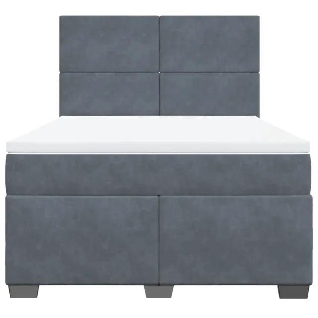 Sommier à lattes de lit et matelas Gris foncé 160x200cm Velours