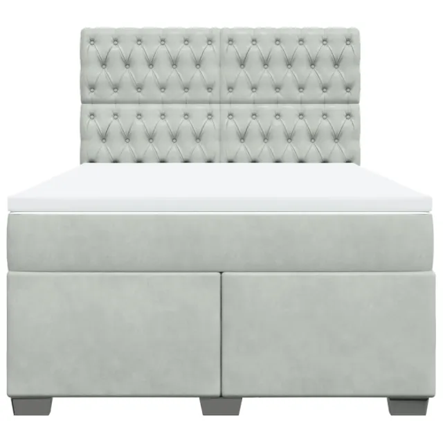 Sommier à lattes de lit et matelas Gris clair 160x200cm Velours