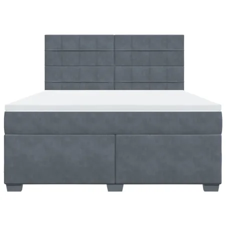 Sommier à lattes de lit et matelas Gris foncé 180x200cm Velours
