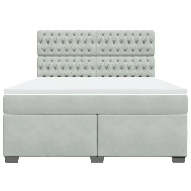Sommier à lattes de lit et matelas Gris clair 180x200cm Velours