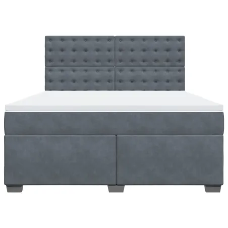 Sommier à lattes de lit et matelas Gris foncé 180x200cm Velours