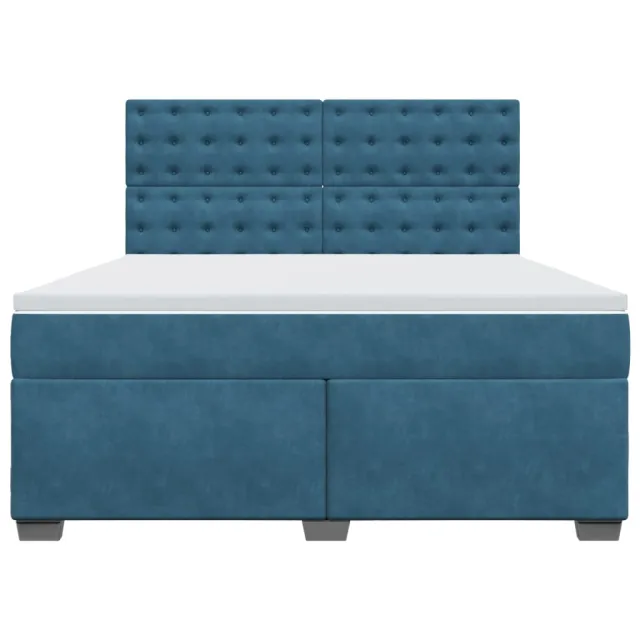 Sommier à lattes de lit et matelas bleu 180x200 cm velours