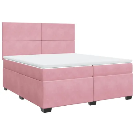 Sommier à lattes de lit avec matelas Rose 200x200 cm Velours 2