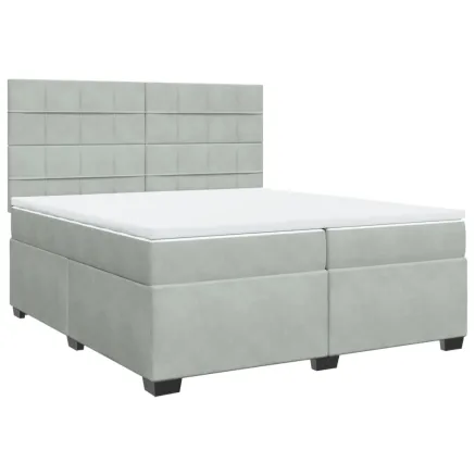 Sommier à lattes de lit et matelas Gris clair 200x200cm Velours 2