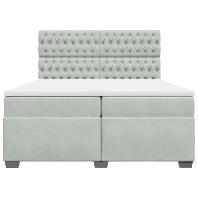 Sommier à lattes de lit et matelas Gris clair 200x200cm Velours