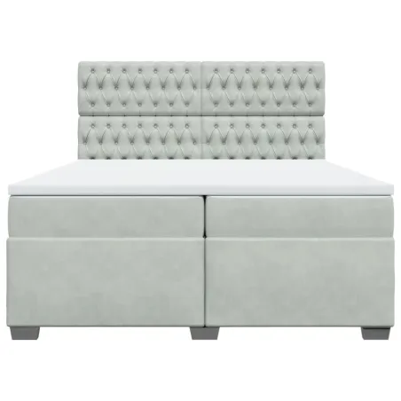 Sommier à lattes de lit et matelas Gris clair 200x200cm Velours