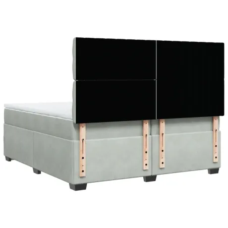 Sommier à lattes de lit et matelas Gris clair 200x200cm Velours