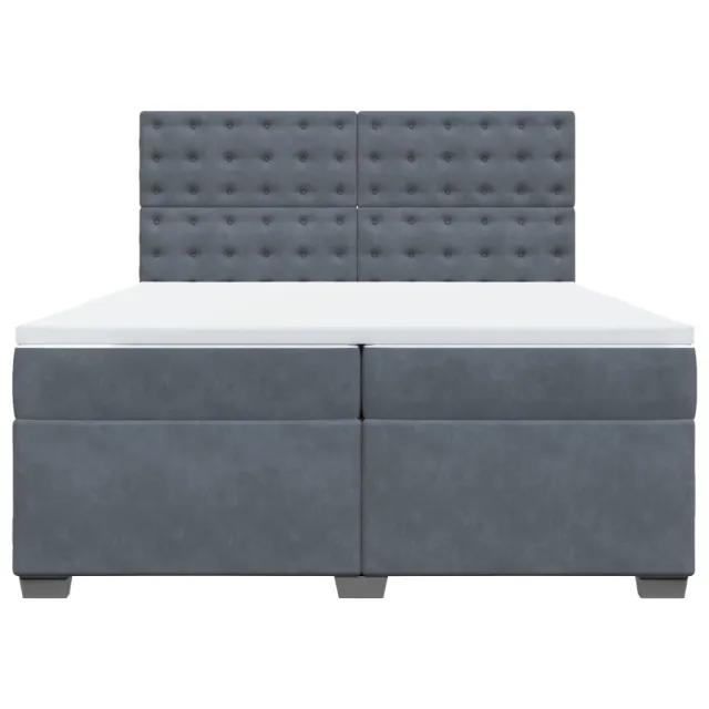 Sommier à lattes de lit et matelas Gris foncé 200x200cm Velours