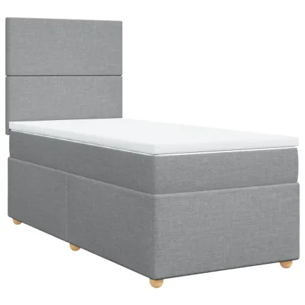 Sommier à lattes de lit avec matelas gris clair 80x200 cm tissu 2