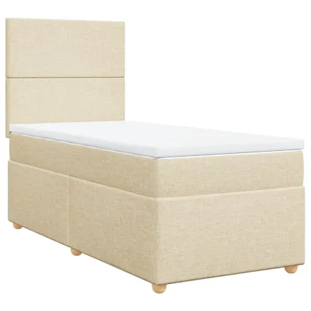 Sommier à lattes de lit avec matelas Crème 80x200 cm Tissu 2