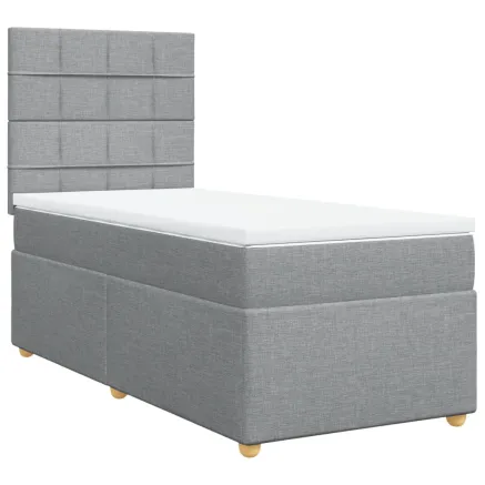 Sommier à lattes de lit avec matelas gris clair 80x200 cm tissu 2