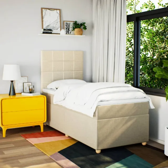 Sommier à lattes de lit avec matelas Crème 80x200 cm Tissu