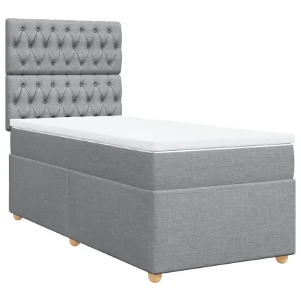 Sommier à lattes de lit avec matelas gris clair 80x200 cm tissu 2