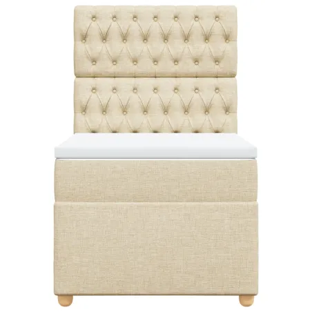 Sommier à lattes de lit avec matelas Crème 80x200 cm Tissu