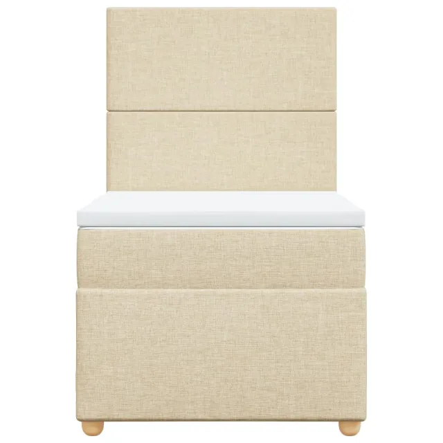 Sommier à lattes de lit et matelas Crème 90x190 cm Tissu