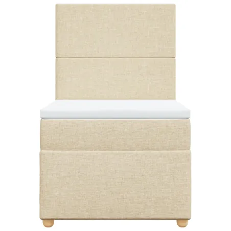 Sommier à lattes de lit et matelas Crème 90x190 cm Tissu