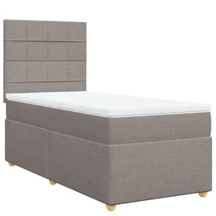 Sommier à lattes de lit avec matelas Taupe 90x190 cm Tissu 2